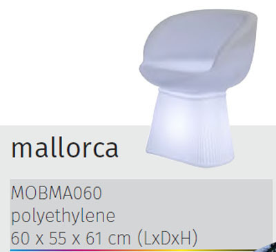 Taburete con luz MALLORCA  Light / Solar SMART Tech (Sin Cables y Con Mando- 60x55x71 cm