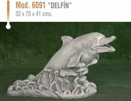 Figura/Estatua de Piedra Surtidor Agua DELFIN Modelo 6091 - 32x70x41cm.