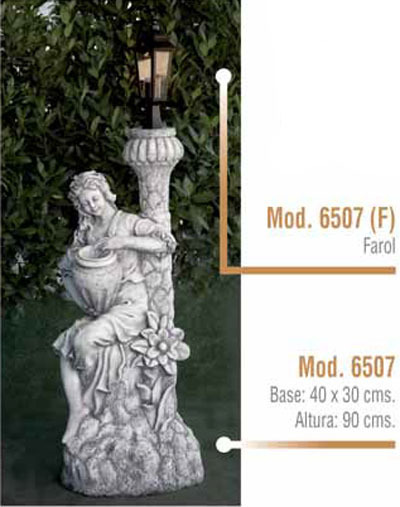Figura/Estatua de Piedra CON FAROL Modelo 6507 - 40x30x151h.