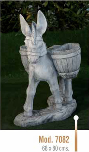 Figura/Estatua de Piedra Macetero BURRO CON ALFORJAS Modelo 7082