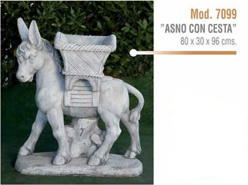 Figura/Estatua de Piedra Macetero BURRO CON CESTA Modelo  7099