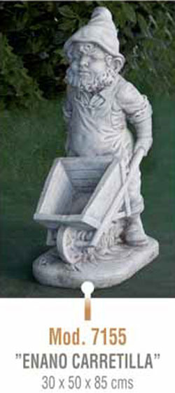 Figura/Estatua Macetero de Piedra ENANO CARRETILLA Modelo 7155