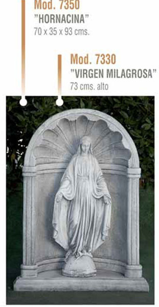 Figura/Estatua de Piedra VIRGEN MILAGROSA Modelo 7330 y HORNACINA 7350