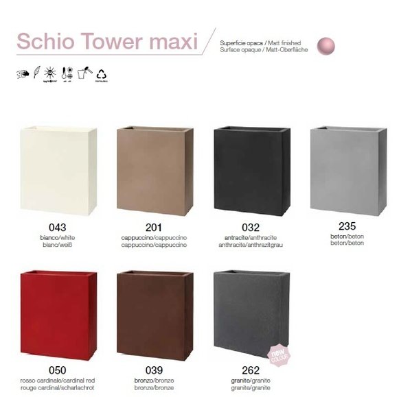 Maceta/Jardinera Alta Resina Rotacional Mod. SCHIO TOWER / TOWER MAXI