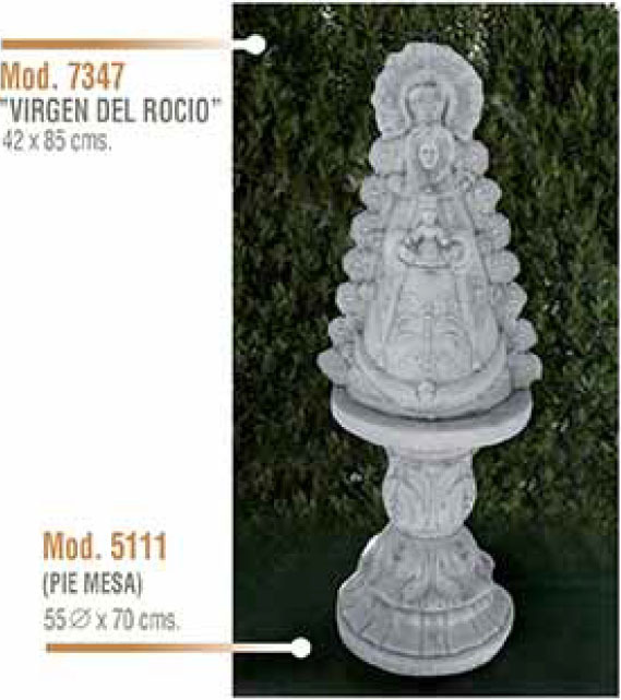 Figura/Estatua de Piedra VIRGEN DEL ROCÍO Modelo 7347 Y PIE Modelo 5111/23