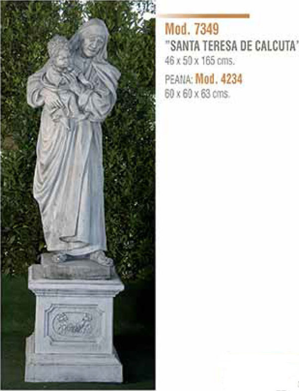 Figura/Estatua de Piedra SANTA TERESA DE CALCUTA Modelo 7349 Y PEANA Modelo 4234